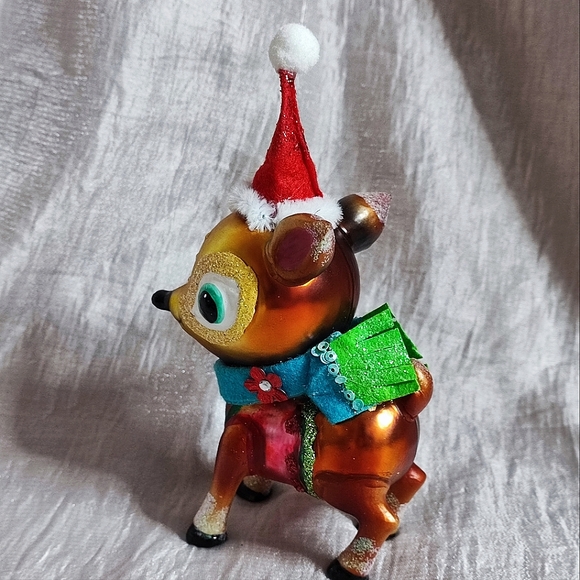 BestPysanky Santa Rudolph Reindeer Whimsical Glass Vintage Christmas Ornament - Picture 2 of 8